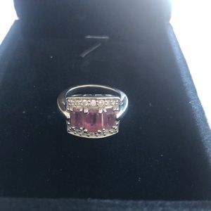 14 Karat white gold, Pink Tourmaline and Diamond Ring